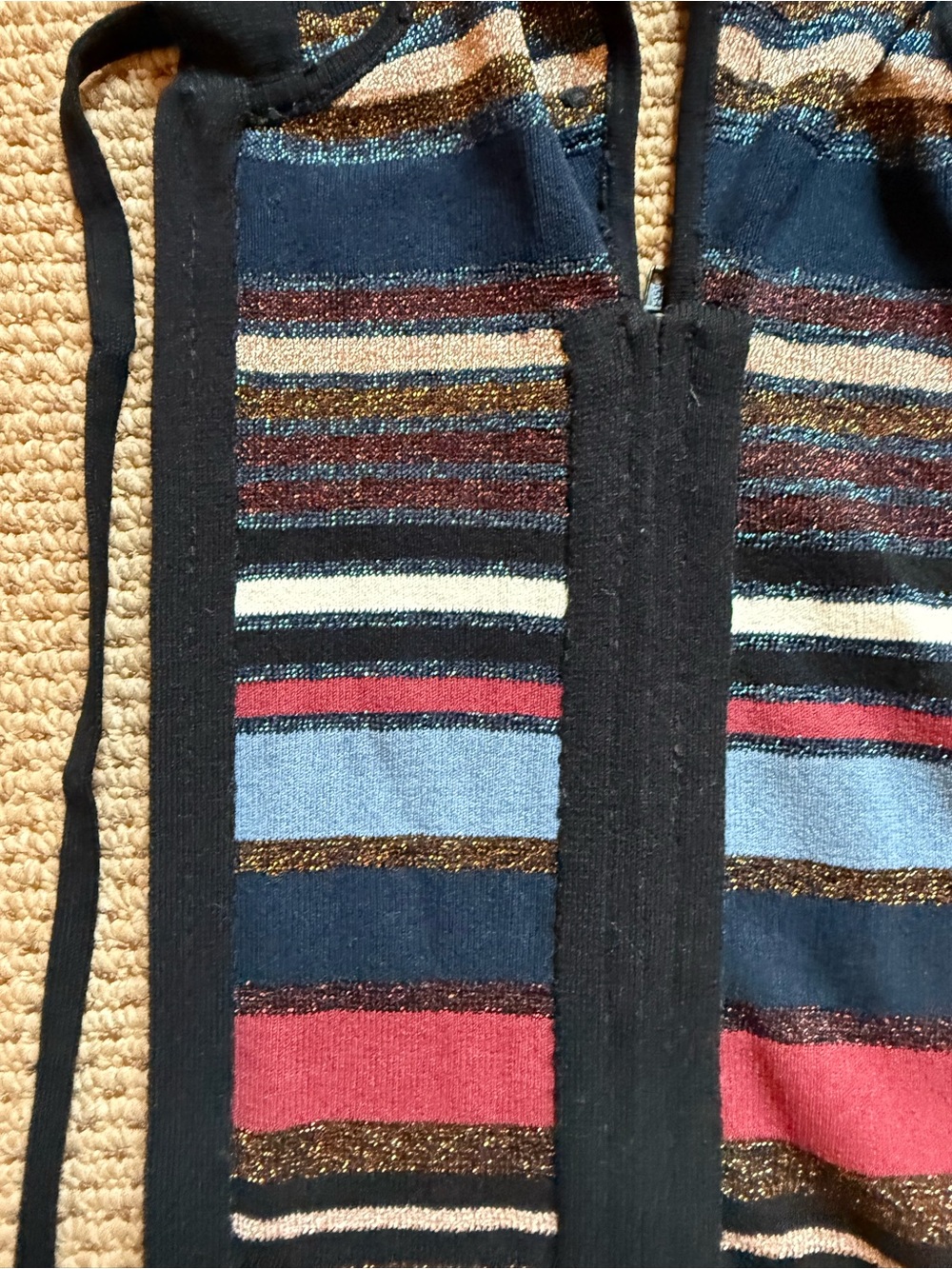 Veronica Beard Lupe Dickey Striped Hooded Knit Scarf - Multicolor . ZIPs inside - Picture 2 of 4